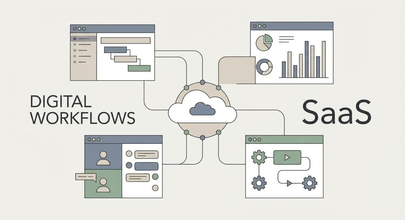 Grafische Darstellung eines digitalen Workflows mit lokal ausgerichteten Keyword-Strukturen und Kundenpfad