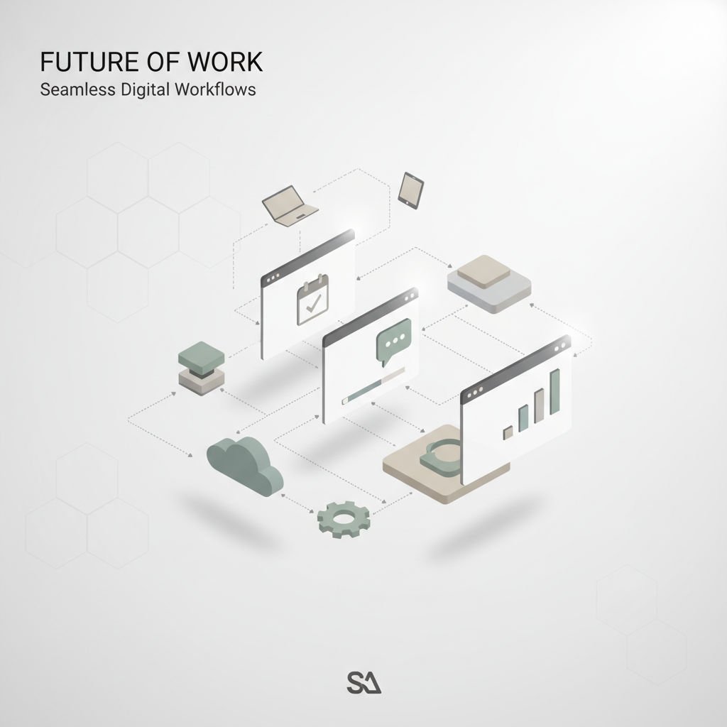 Illustration zeigt Arbeitsabläufe mit QR-Codes und digitaler Kundeninteraktion in einem lokalen Geschäftsumfeld