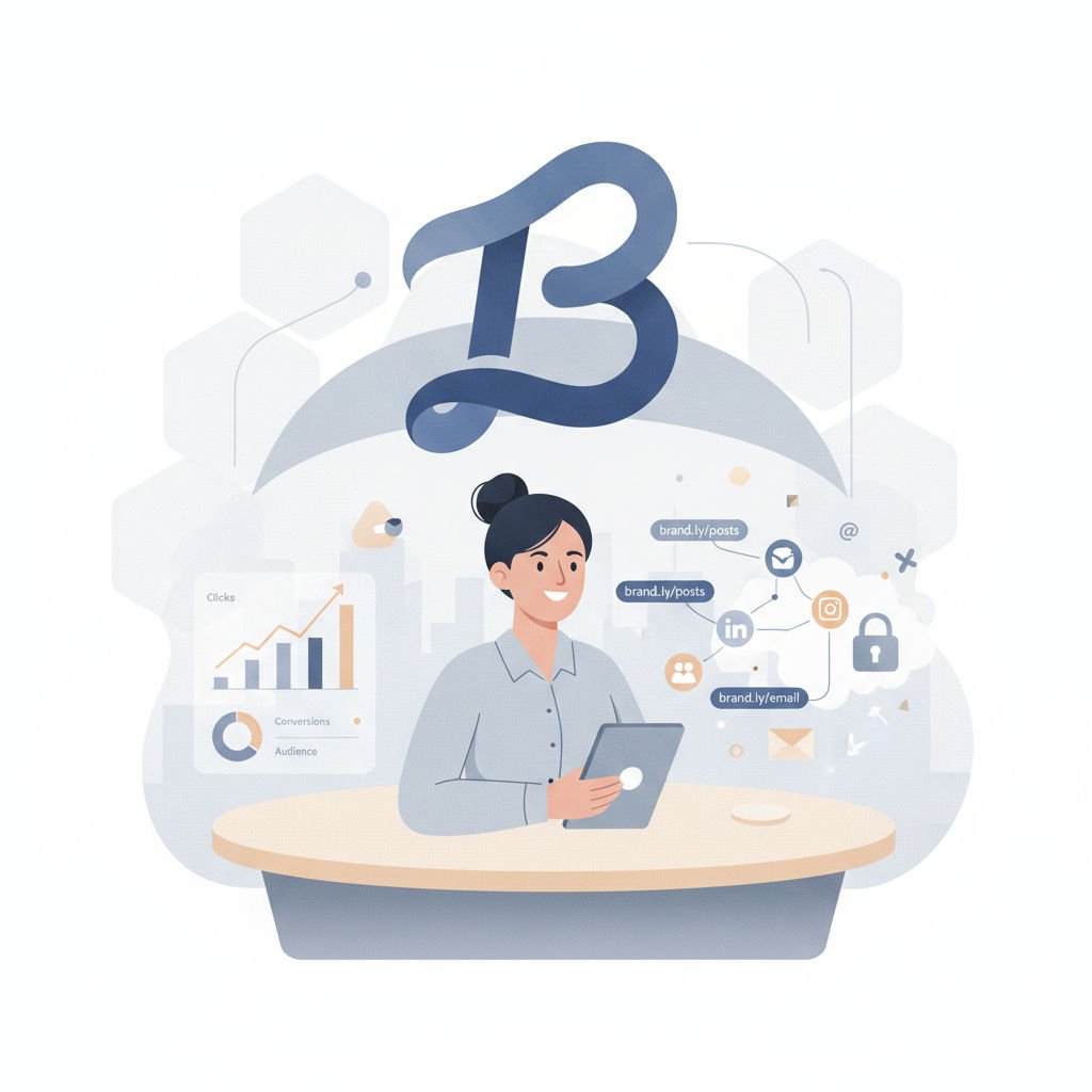A solopreneur efficiently managing branded short links with visual analytics and brand elements in a modern workspace.