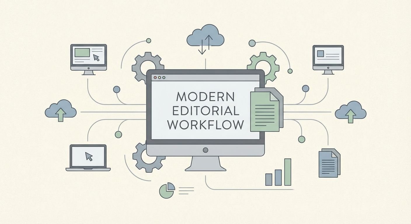 Illustration zeigt digitale Arbeitsabläufe mit QR-Codes und Funnels zur Verbesserung lokaler Kundenbindung und Sichtbarkeit.