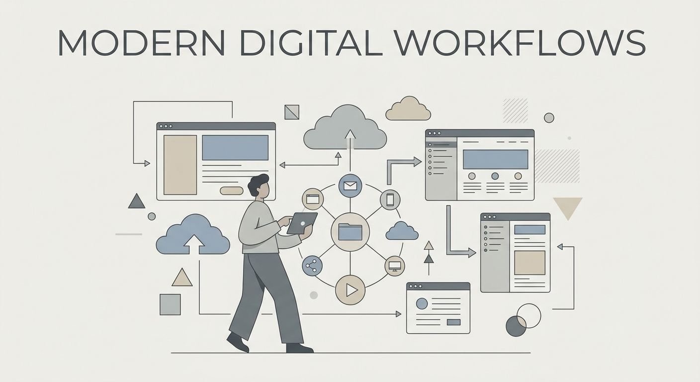 Illustration eines digitalen Dashboards mit Analyse- und Tracking-Daten im Marketingkontext, modern und klar strukturiert